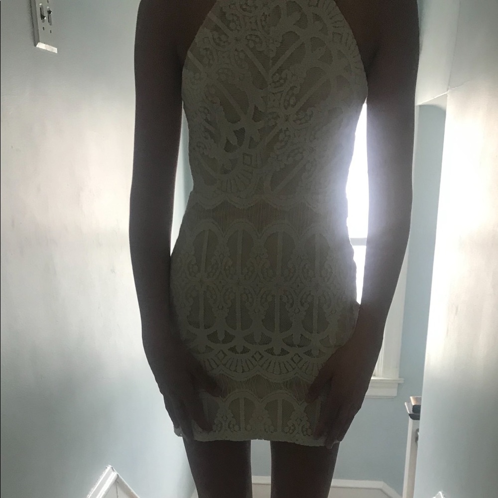white and cream lace dress